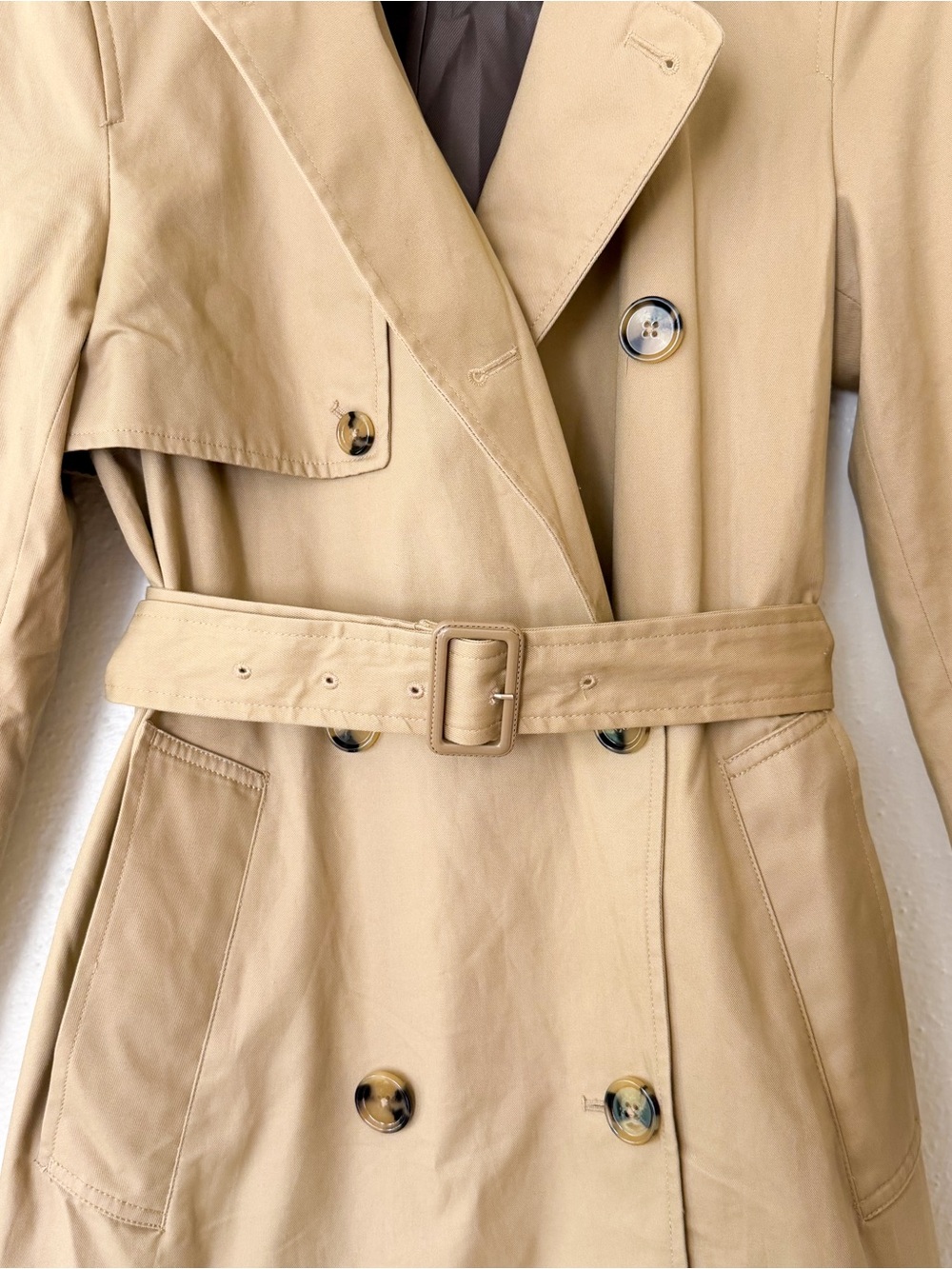 Mango Classic Double Breasted Belted Longline Trench Coat in Beige - Picture 5 of 16